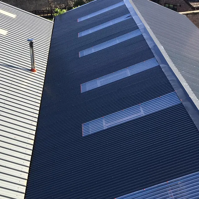 A metal roof that has been fitted for a customer